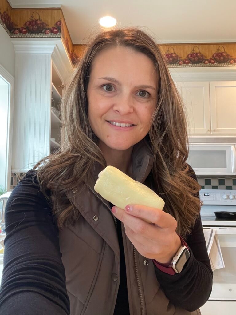 Me holding fresh, homemade butter